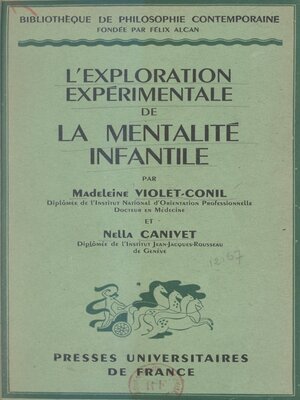 cover image of L'exploration expérimentale de la mentalité infantile